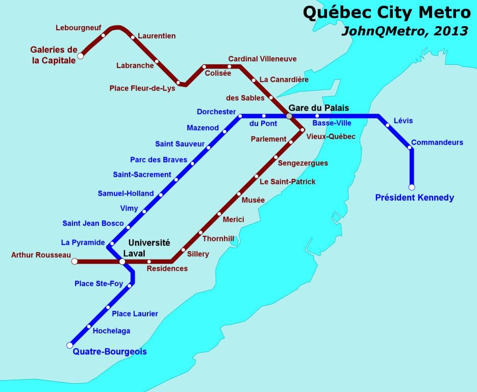 Quebec City subway ramani